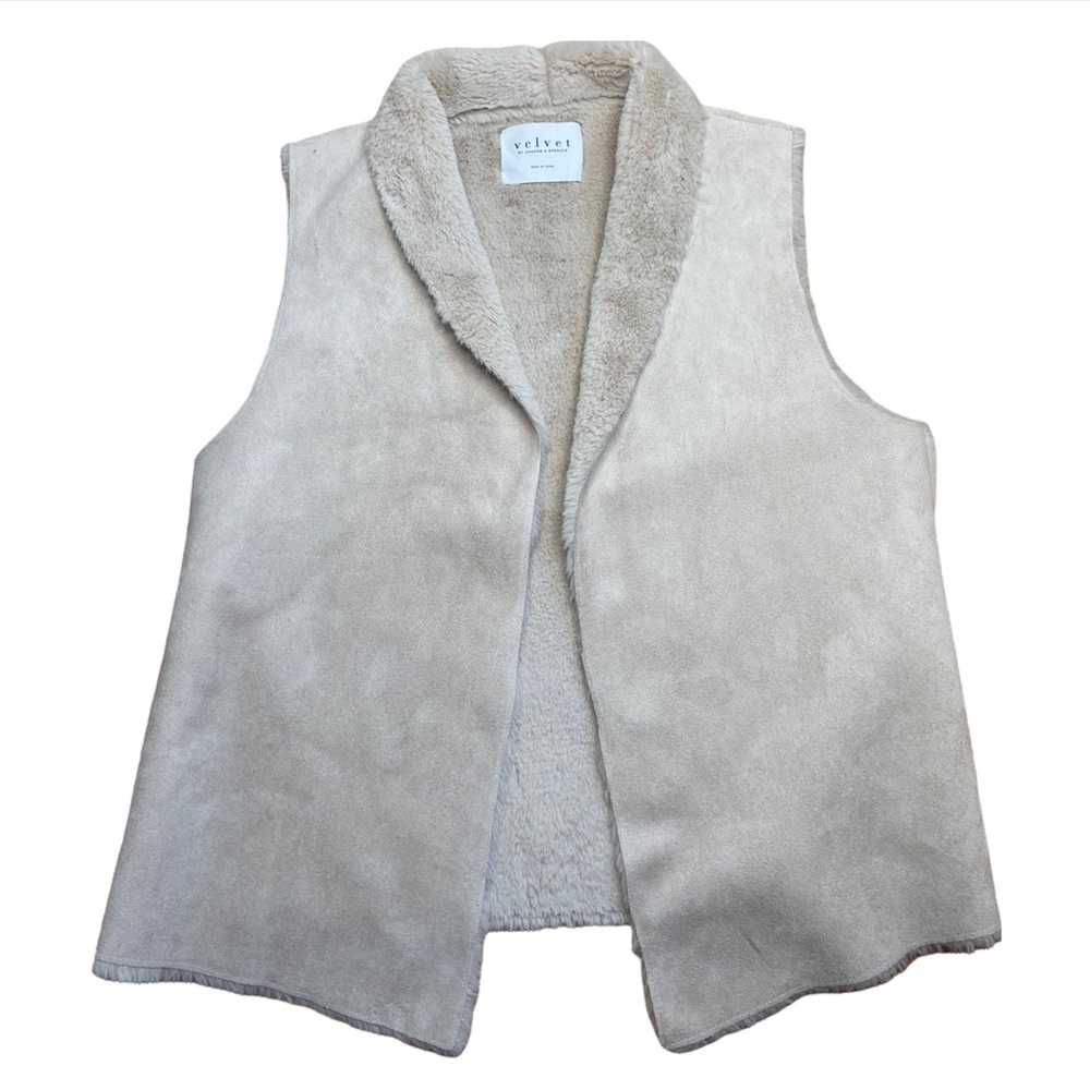 Velvet By Graham Spencer’s Creme Faux Fur Vest Size Small